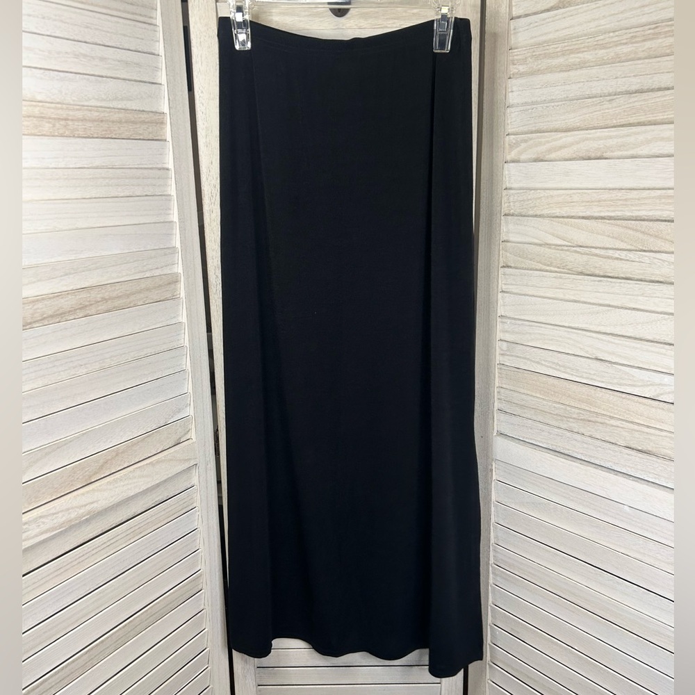 Vintage Clothing Company Fitted Sleek Semi Sheer Long Maxi Skirt Solid Black M